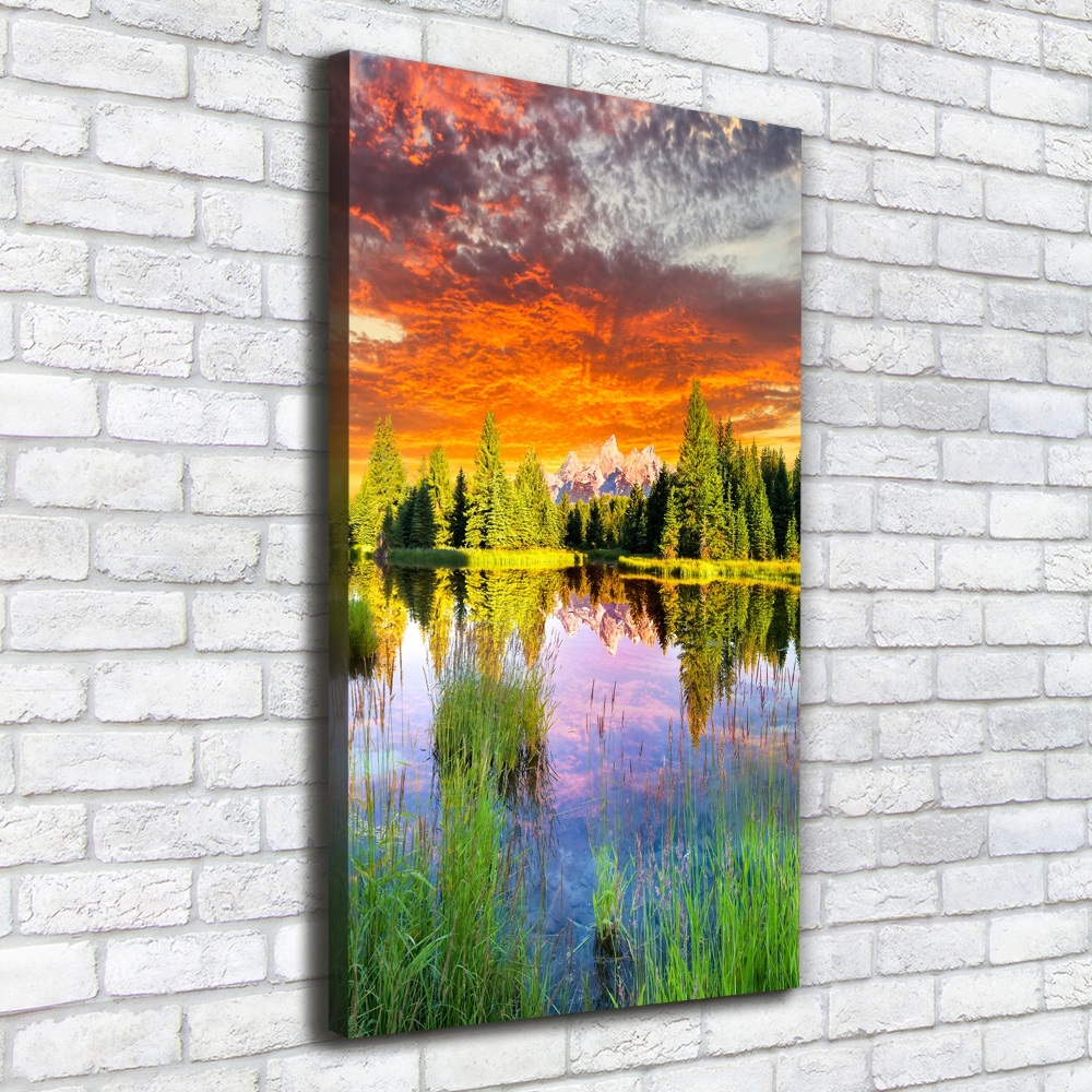 Canvas wall art Lake in the forest