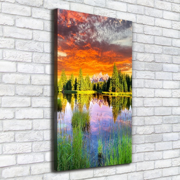 Canvas wall art Lake in the forest