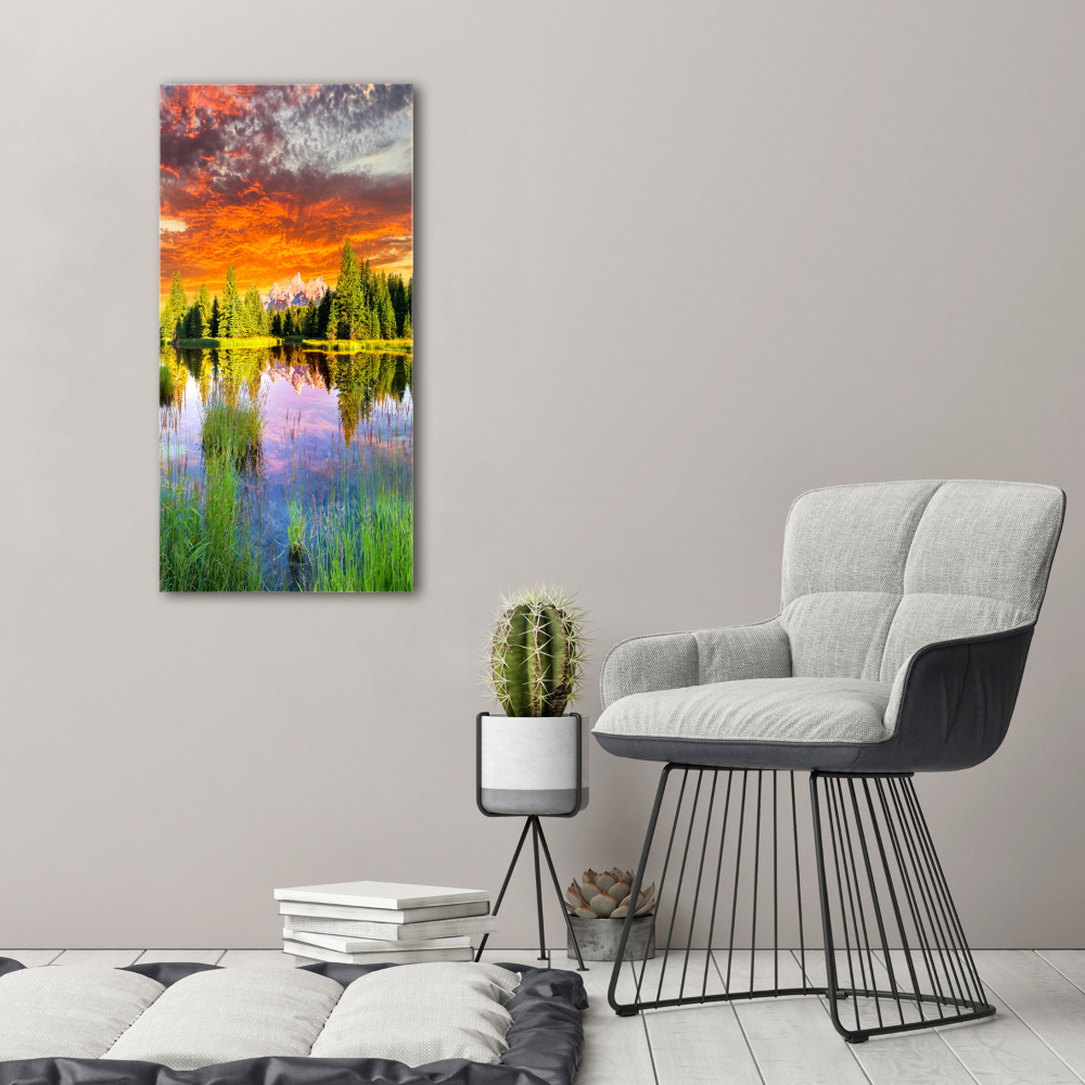 Canvas wall art Lake in the forest