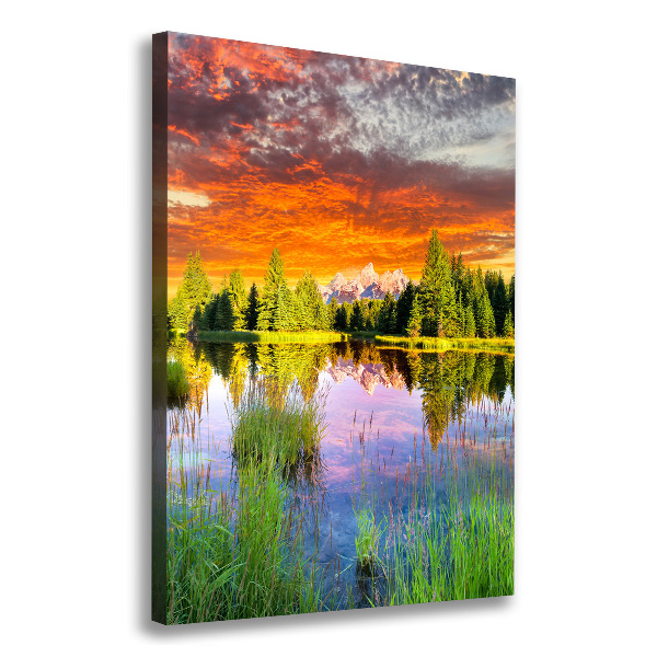 Canvas wall art Lake in the forest