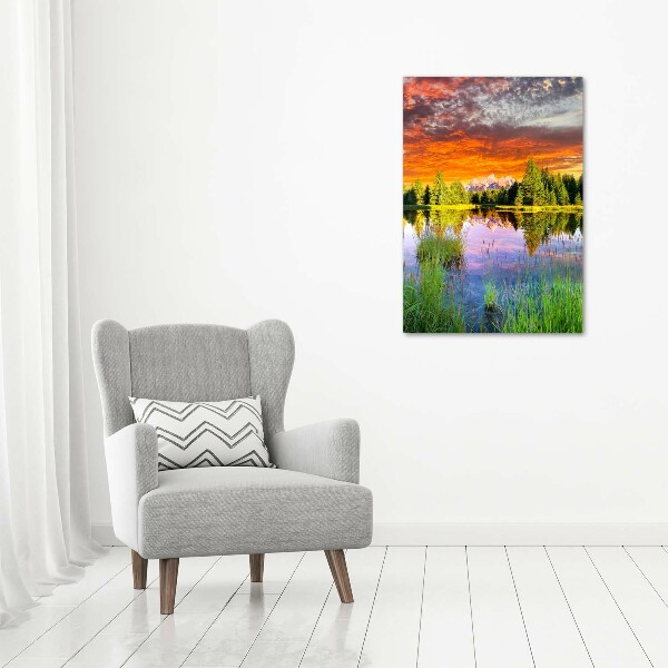 Canvas wall art Lake in the forest