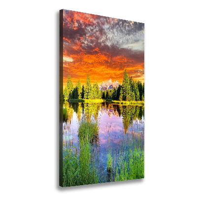 Canvas wall art Lake in the forest