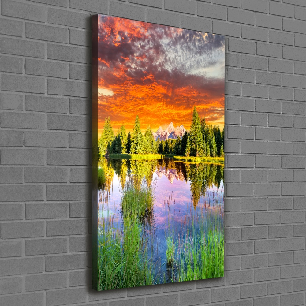 Canvas wall art Lake in the forest