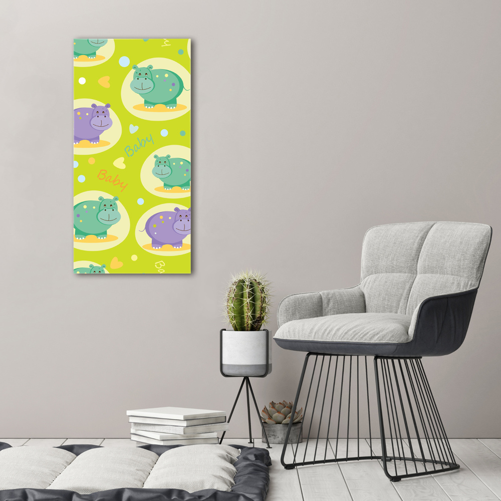 Wall art canvas large Hippo