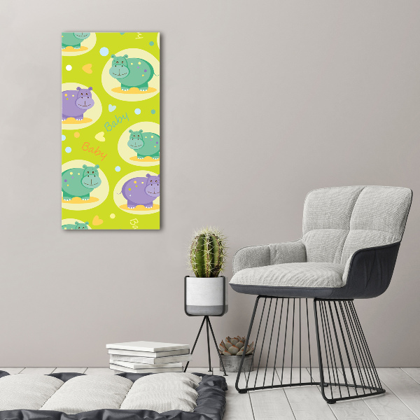 Wall art canvas large Hippo