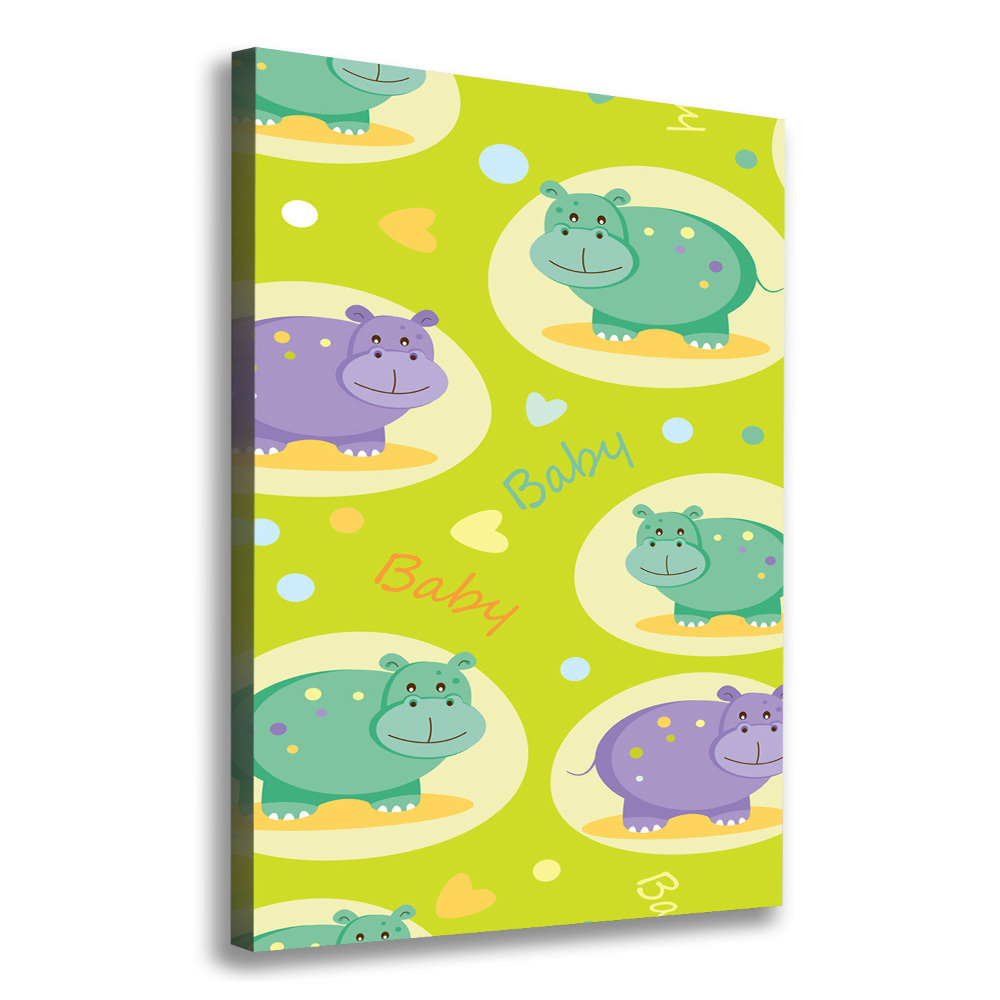 Wall art canvas large Hippo