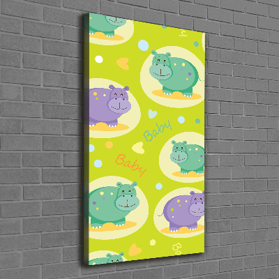 Wall art canvas large Hippo