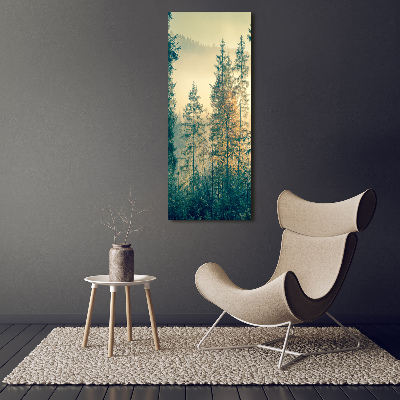 Wall art canvas large Fog over the forest