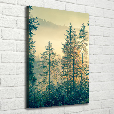 Wall art canvas large Fog over the forest