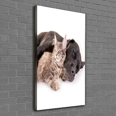 Wall art canvas large Dog and cat