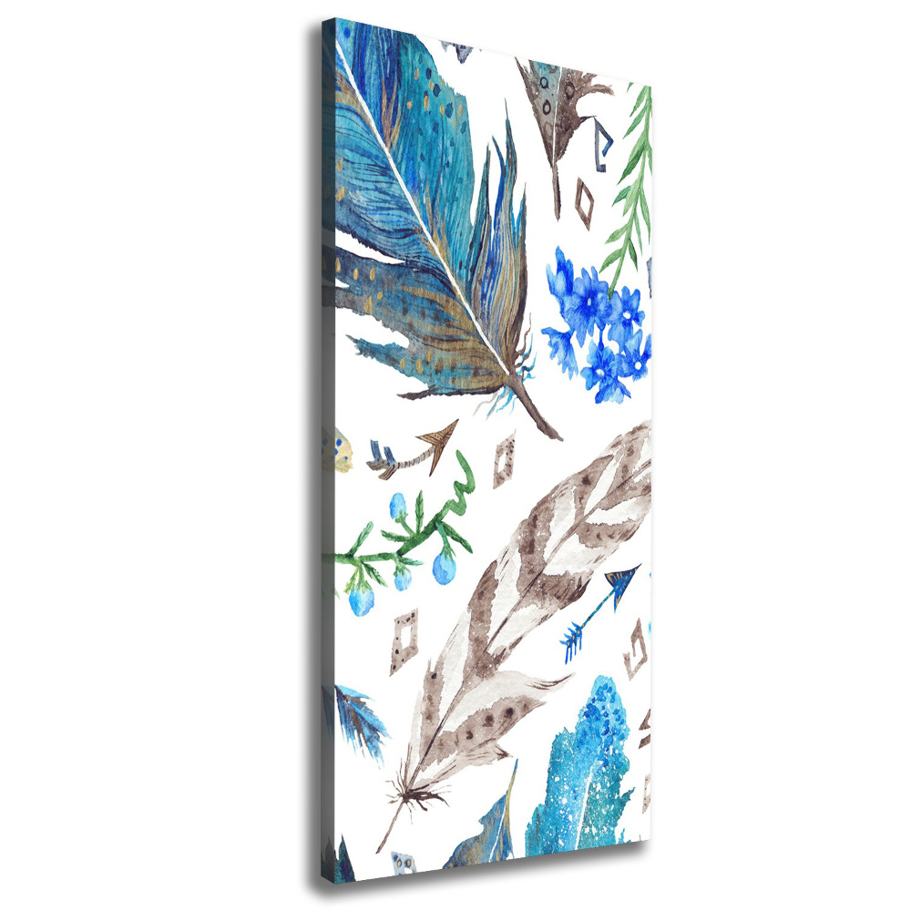 Large canvas wall art Feathers and flowers