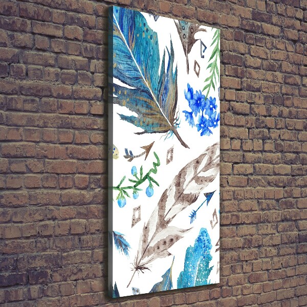 Large canvas wall art Feathers and flowers