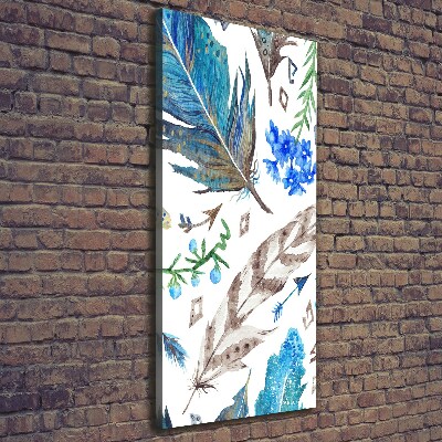 Large canvas wall art Feathers and flowers