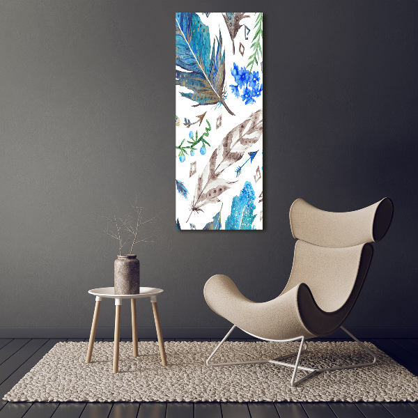 Large canvas wall art Feathers and flowers