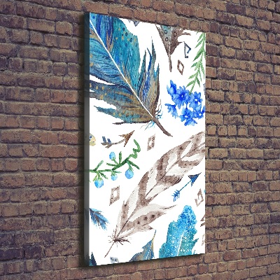 Large canvas wall art Feathers and flowers