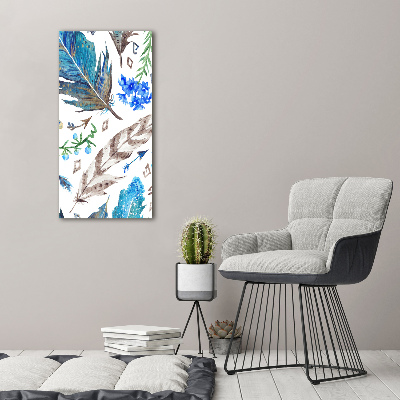 Large canvas wall art Feathers and flowers