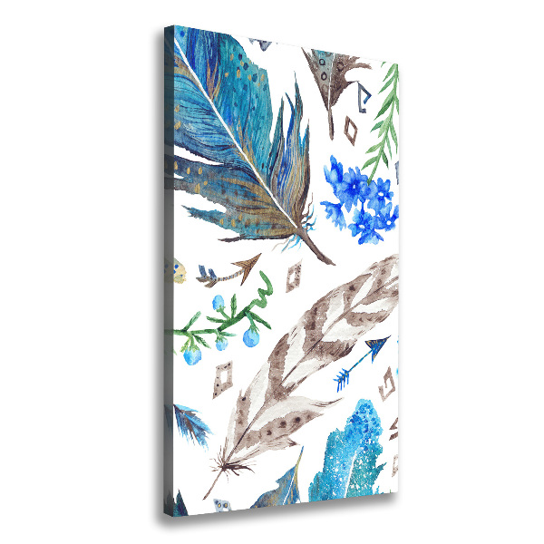 Large canvas wall art Feathers and flowers