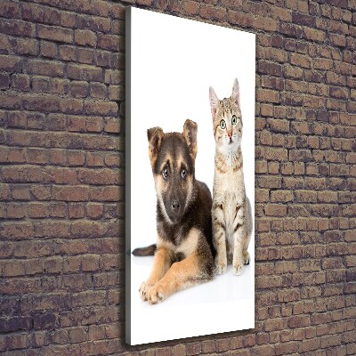 Wall art canvas large Dog and cat