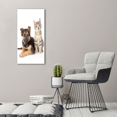 Wall art canvas large Dog and cat