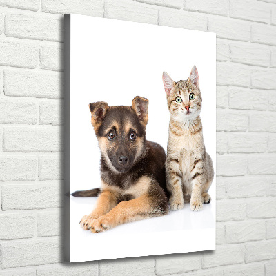 Wall art canvas large Dog and cat