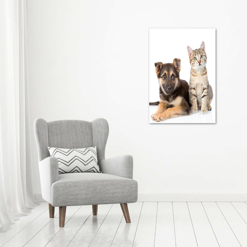 Wall art canvas large Dog and cat