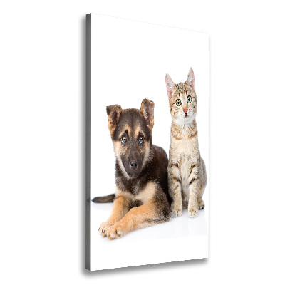 Wall art canvas large Dog and cat