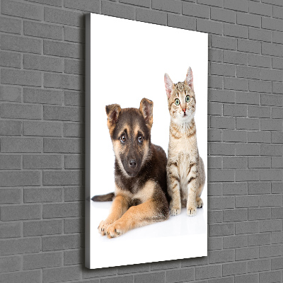 Wall art canvas large Dog and cat