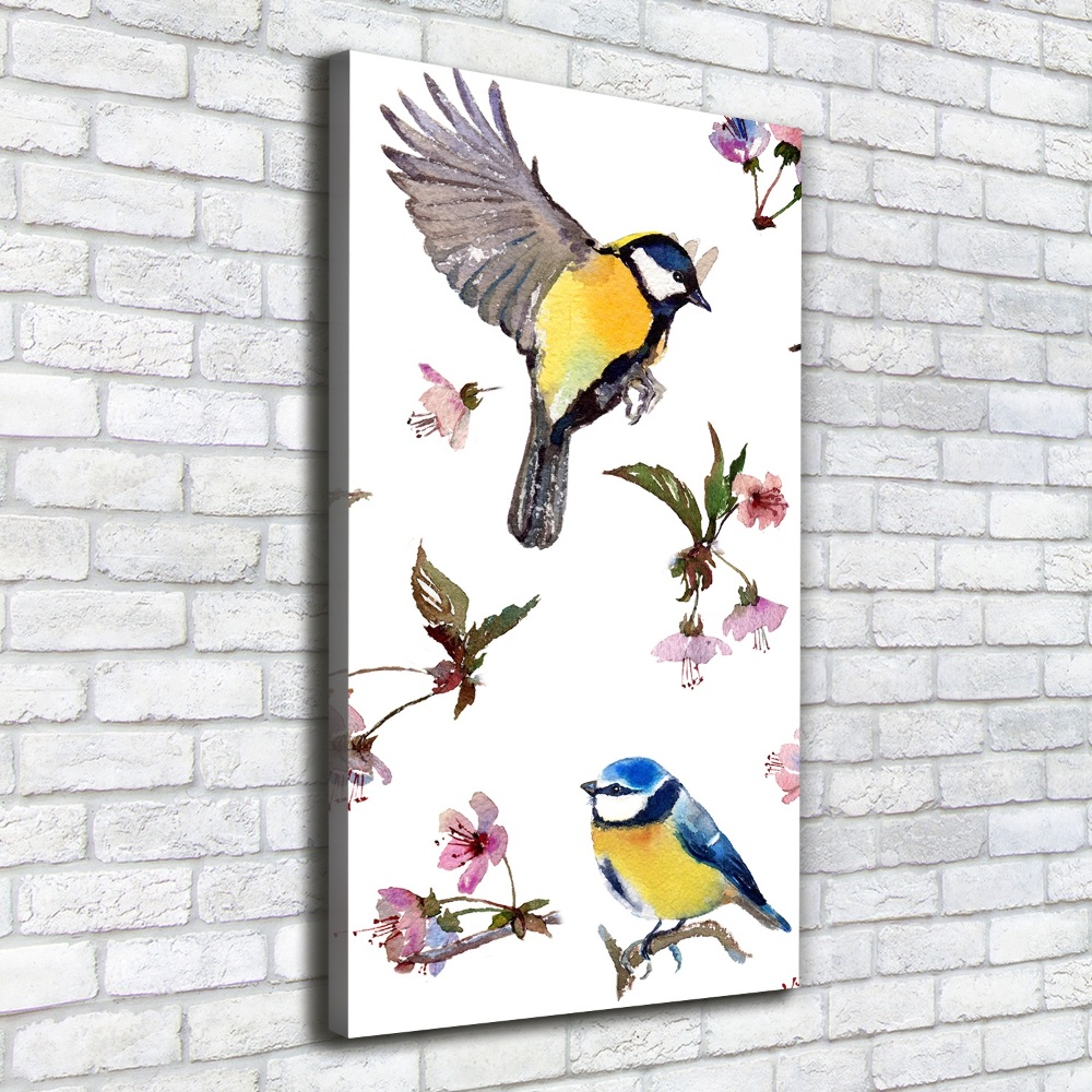 Large canvas wall art Birds and flowers