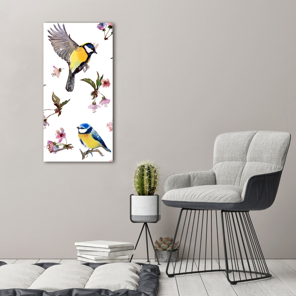 Large canvas wall art Birds and flowers