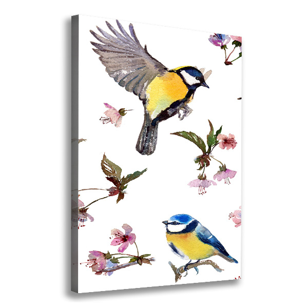 Large canvas wall art Birds and flowers