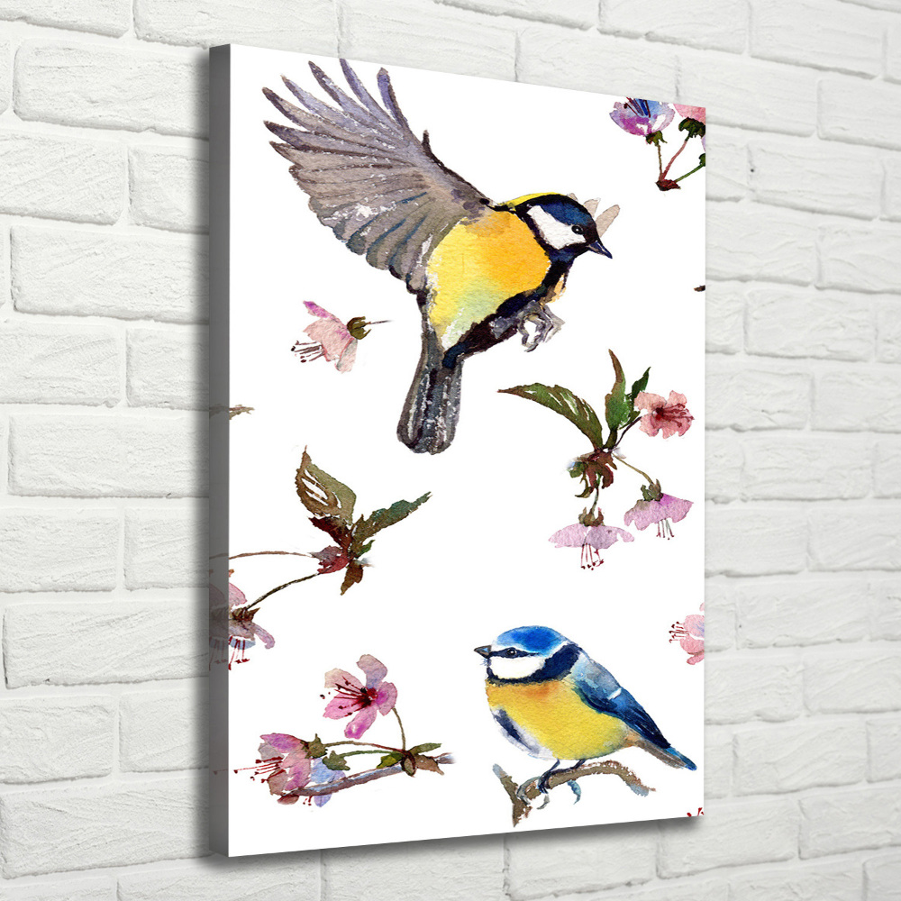 Large canvas wall art Birds and flowers