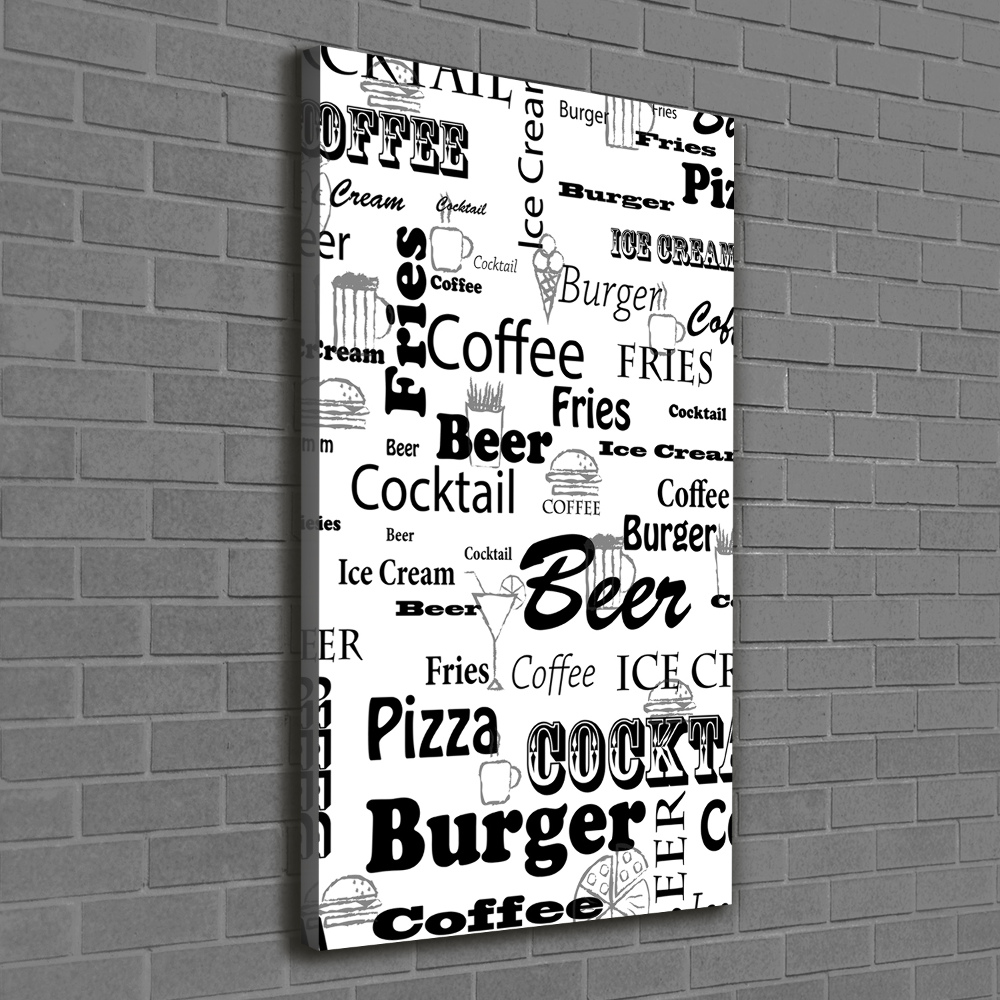 Wall art canvas large Menu in the restaurant