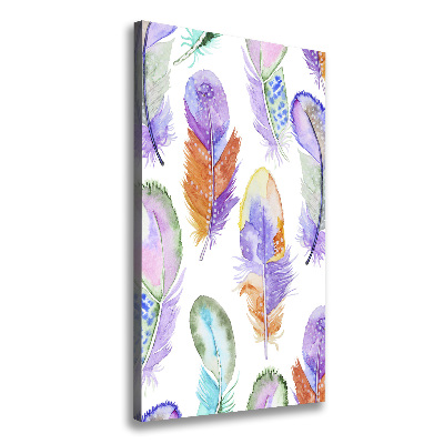 Large canvas wall art Colorful feathers