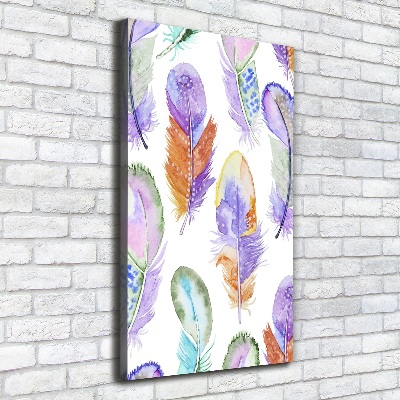 Large canvas wall art Colorful feathers