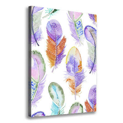 Large canvas wall art Colorful feathers