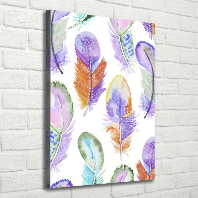 Large canvas wall art Colorful feathers