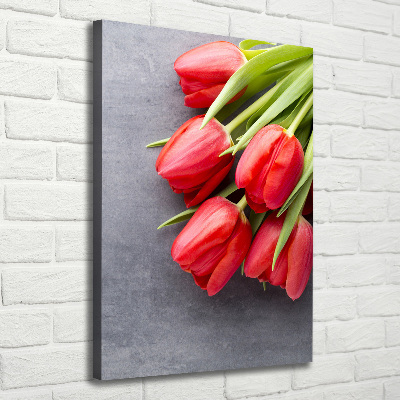 Canvas wall art Red tulips