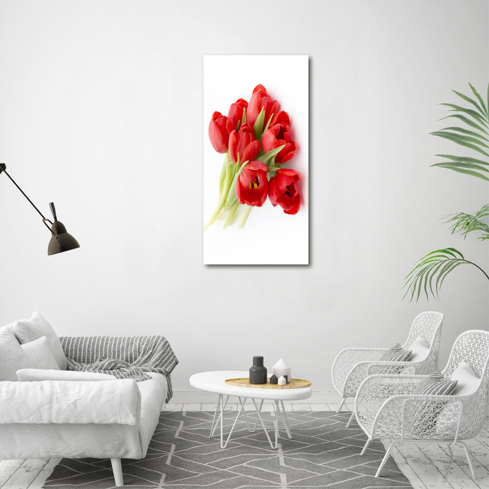 Canvas wall art Red tulips