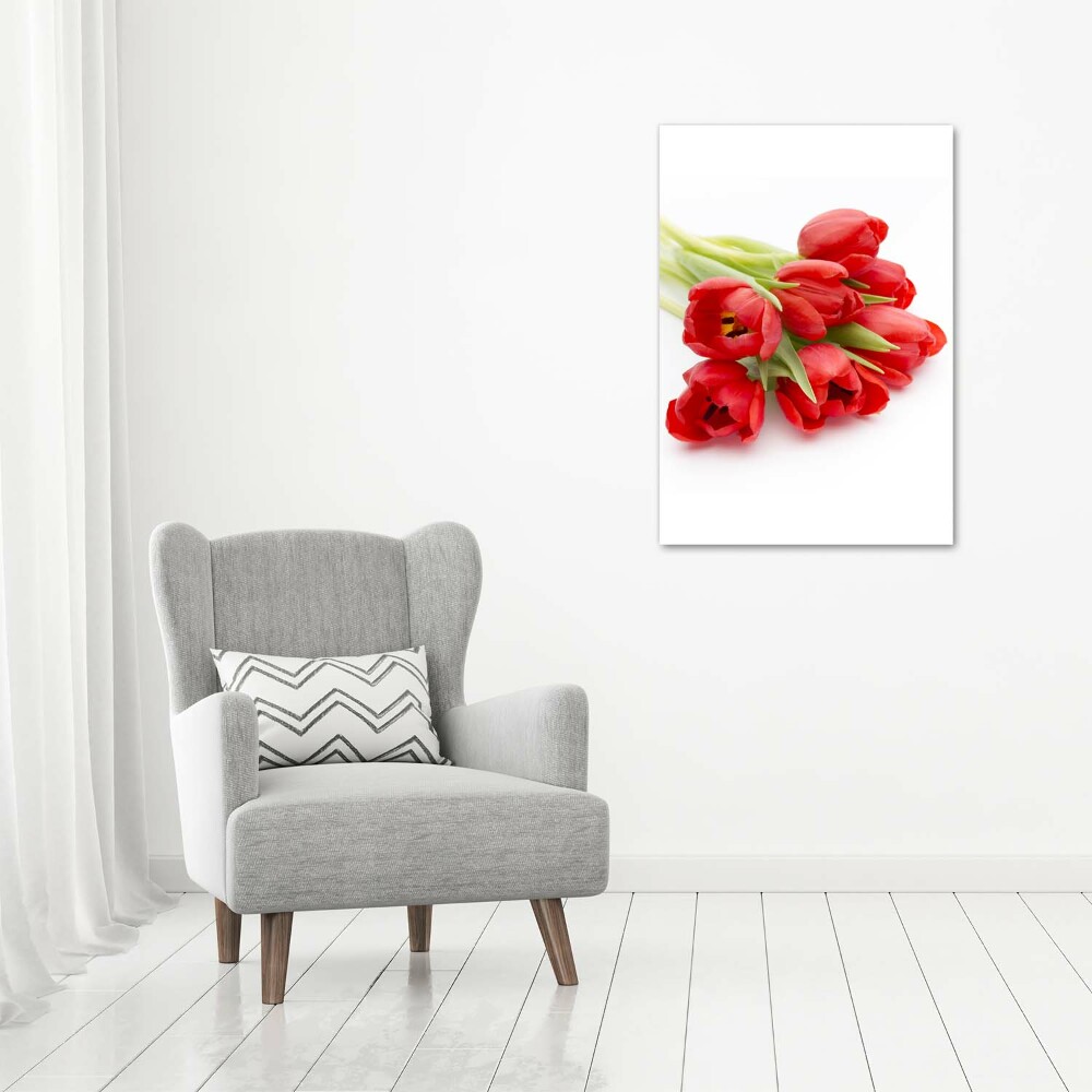 Canvas wall art Red tulips