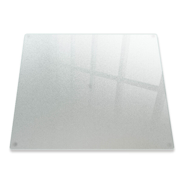Glass worktop saver in a square shape with a semi-transparent finish