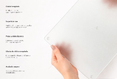 Glass worktop saver in a square shape with a semi-transparent finish