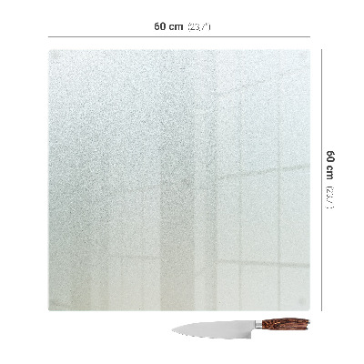 Glass worktop saver in a square shape with a semi-transparent finish
