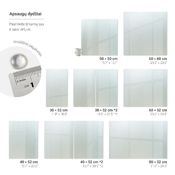 Glass worktop saver Square semitransparent