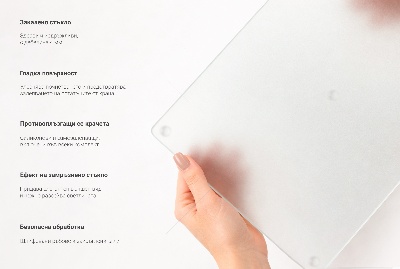 Glass worktop saver in a square shape with a semi-transparent finish
