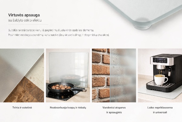 Glass worktop protector with a double semi‑transparent finish