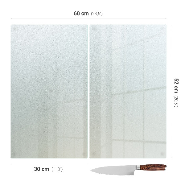 Glass worktop protector with a double semi‑transparent finish