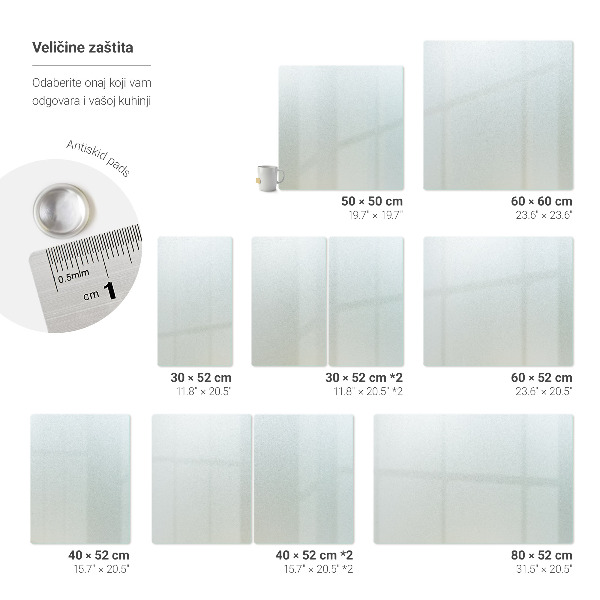 Worktop cover Rectangular semitransparent