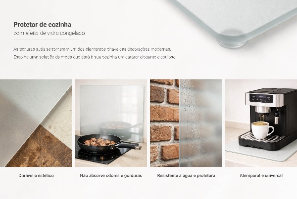 Worktop cover in a rectangular semi-transparent design