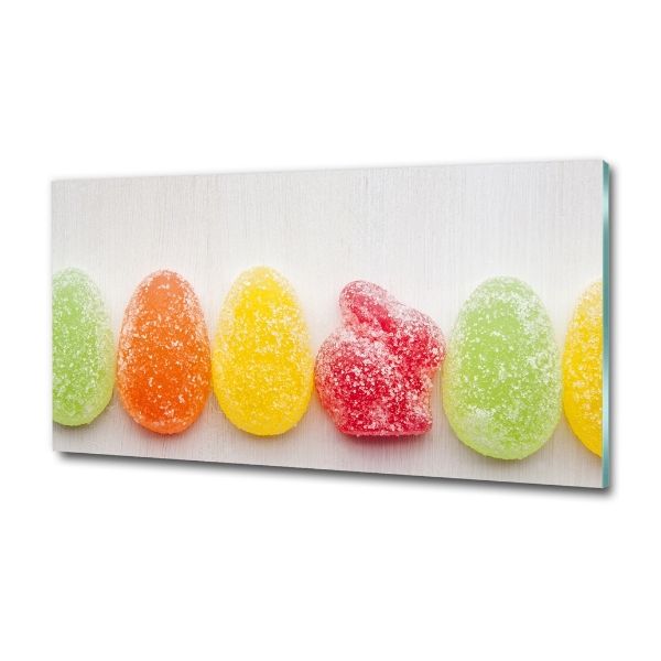 Printed glass wall art Colorful jelly beans