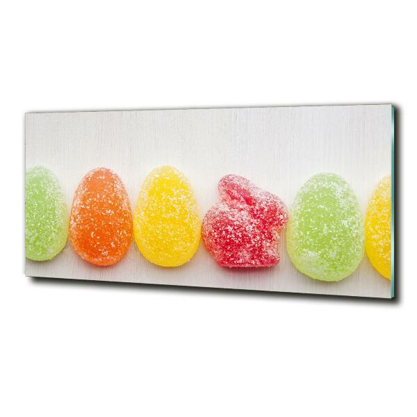 Printed glass wall art Colorful jelly beans